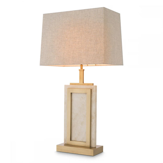 Veioza din Metal/Travertin Alama/Bej si Stofa Bej H77.5xL41cm Murray Eichholtz