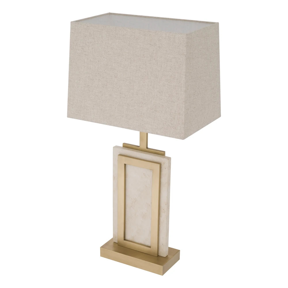 Veioza din Metal/Travertin Alama/Bej si Stofa Bej H77.5xL41cm Murray Eichholtz