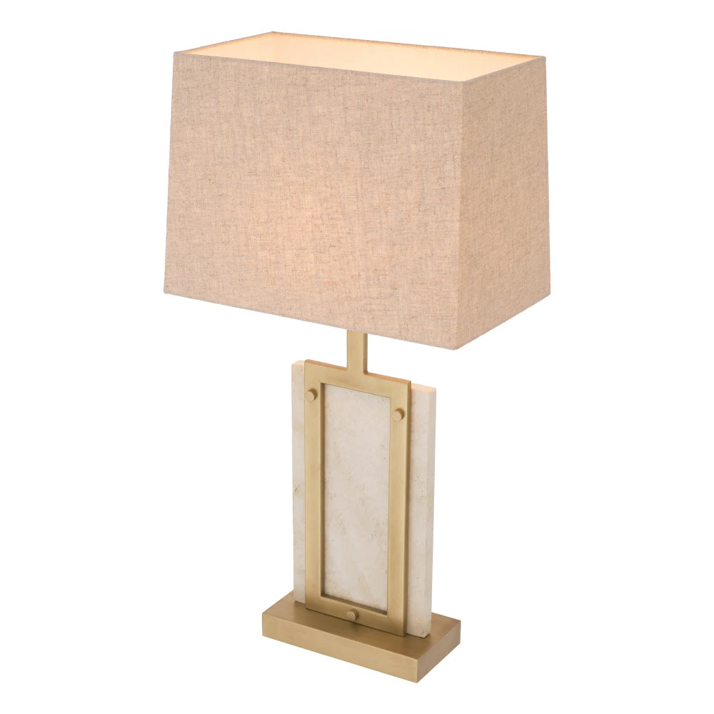Veioza din Metal/Travertin Alama/Bej si Stofa Bej H77.5xL41cm Murray Eichholtz