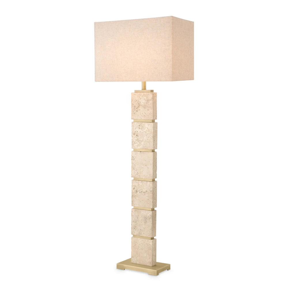 Lampa de podea din Metal/Travertin Alama/Bej si Stofa Bej H161xL55cm Newton Eichholtz