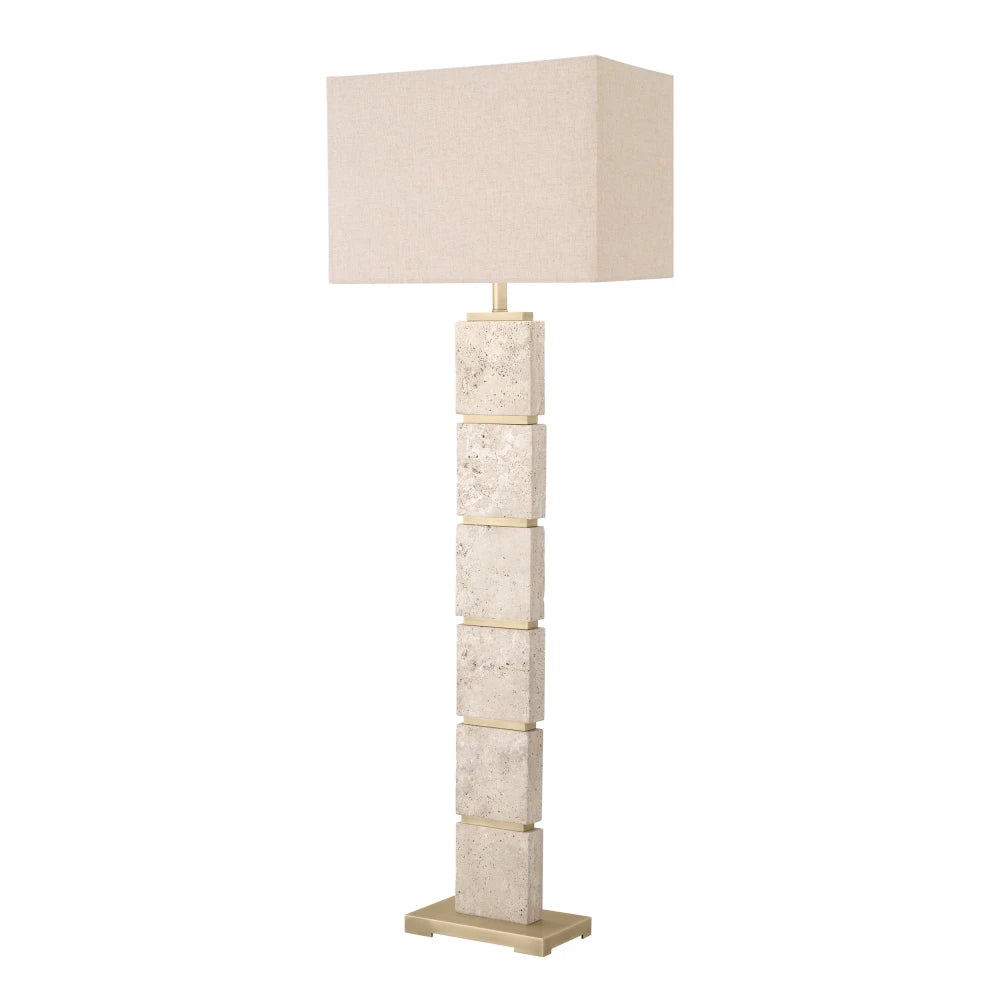 Lampa de podea din Metal/Travertin Alama/Bej si Stofa Bej H161xL55cm Newton Eichholtz
