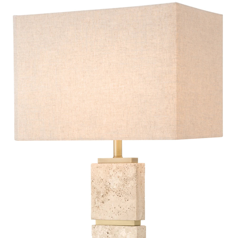 Lampa de podea din Metal/Travertin Alama/Bej si Stofa Bej H161xL55cm Newton Eichholtz