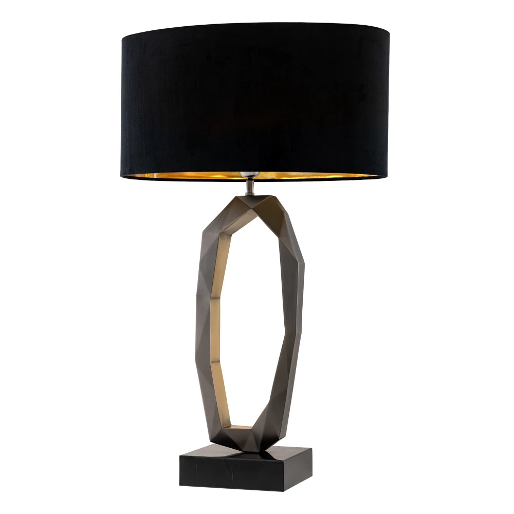 Veioza din Metal/Marmura Stofa si Negru/Alama Negru H86.5xL50cm Santos Eichholtz