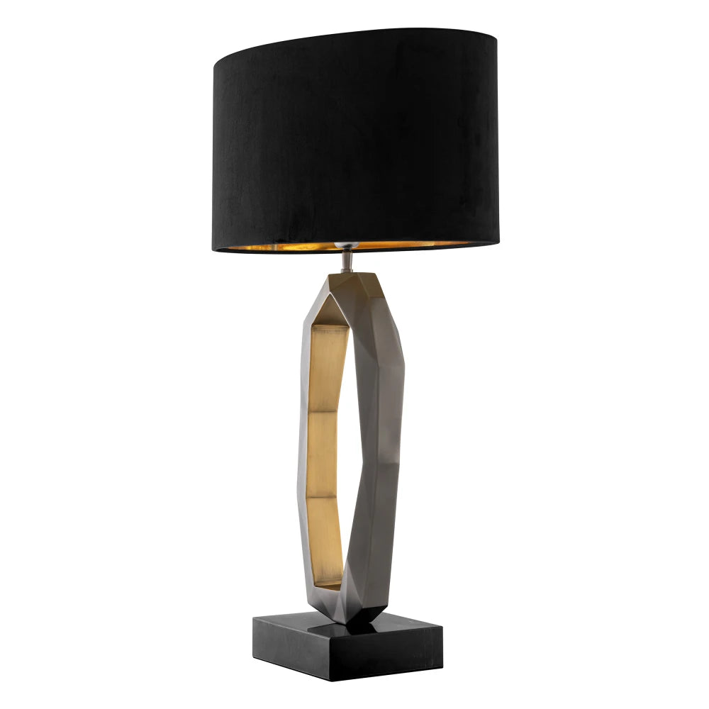 Veioza din Metal/Marmura Stofa si Negru/Alama Negru H86.5xL50cm Santos Eichholtz