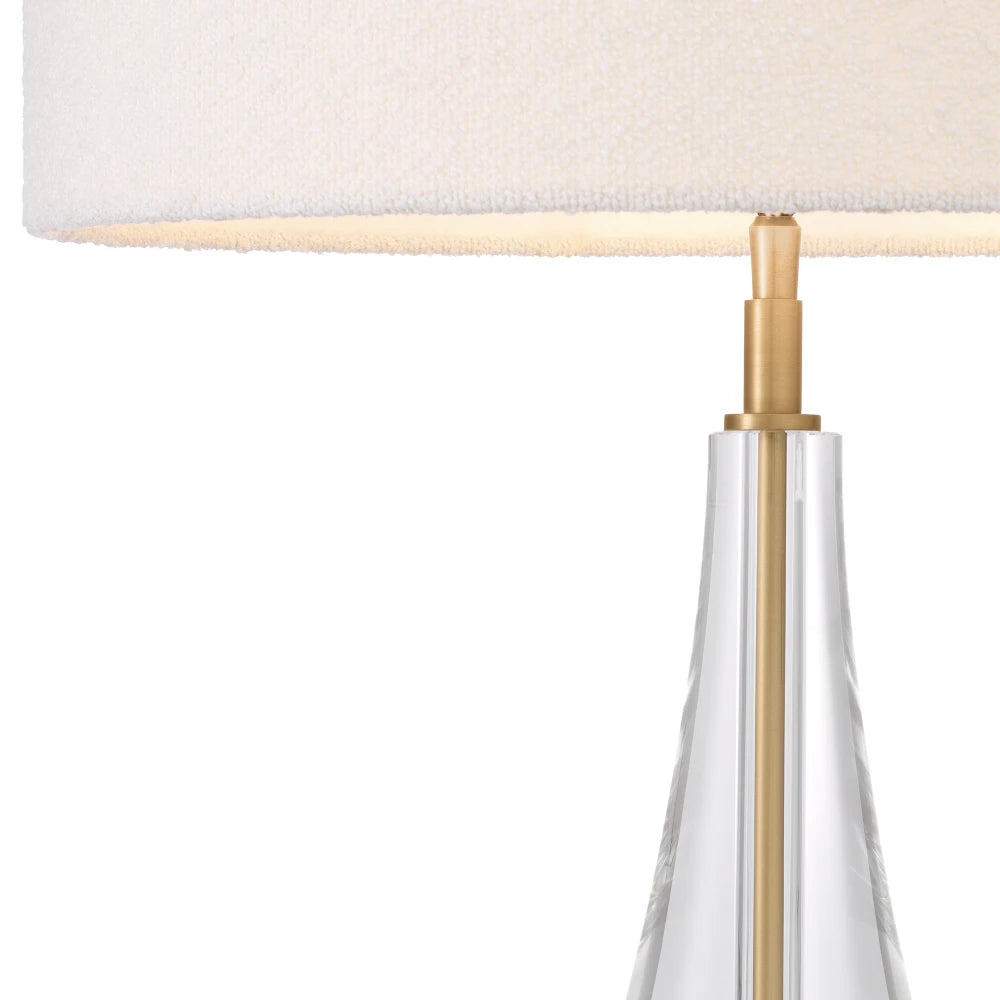 Veioza din Metal/Sticla Alama/Transparent si Stofa boucle Alb H70.5xL45cm Stilla Eichholtz