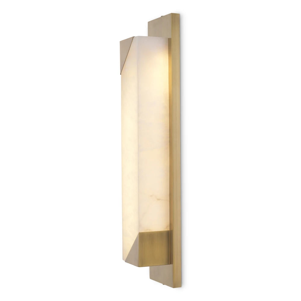Aplica de perete din Metal Alama si Alabastru Alb H60xL12cm Scilla Eichholtz