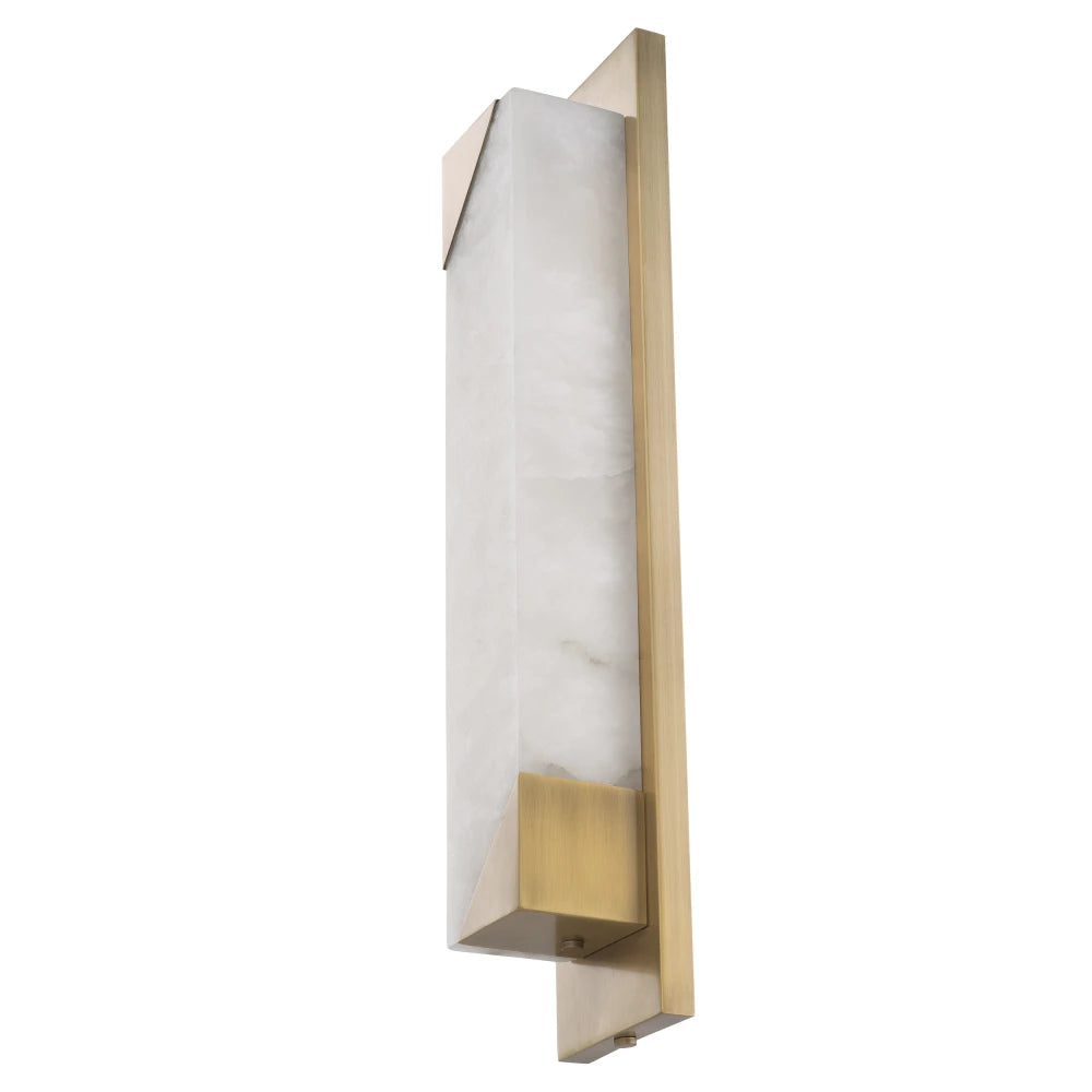 Aplica de perete din Metal Alama si Alabastru Alb H60xL12cm Scilla Eichholtz