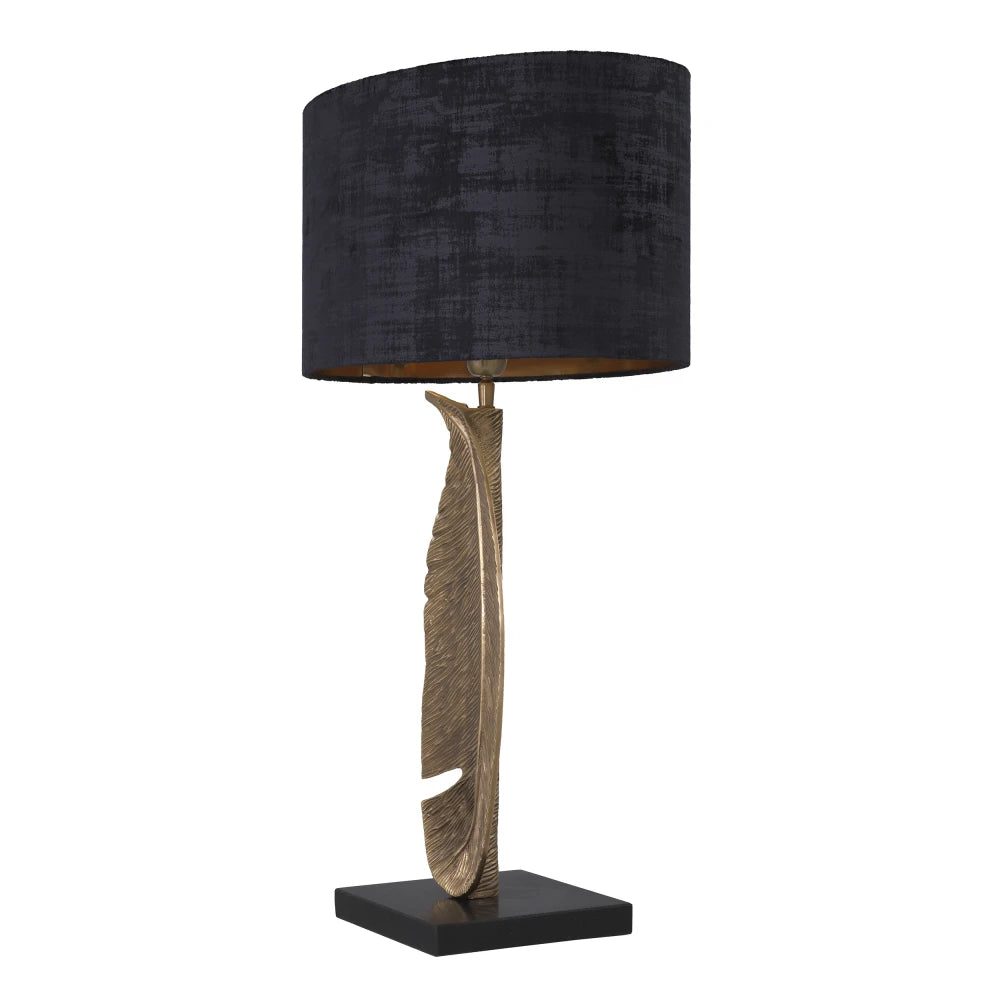 Veioza din Metal/Granit Alama/Negru si Stofa Negru H76.5xL50cm Foglia Eichholtz