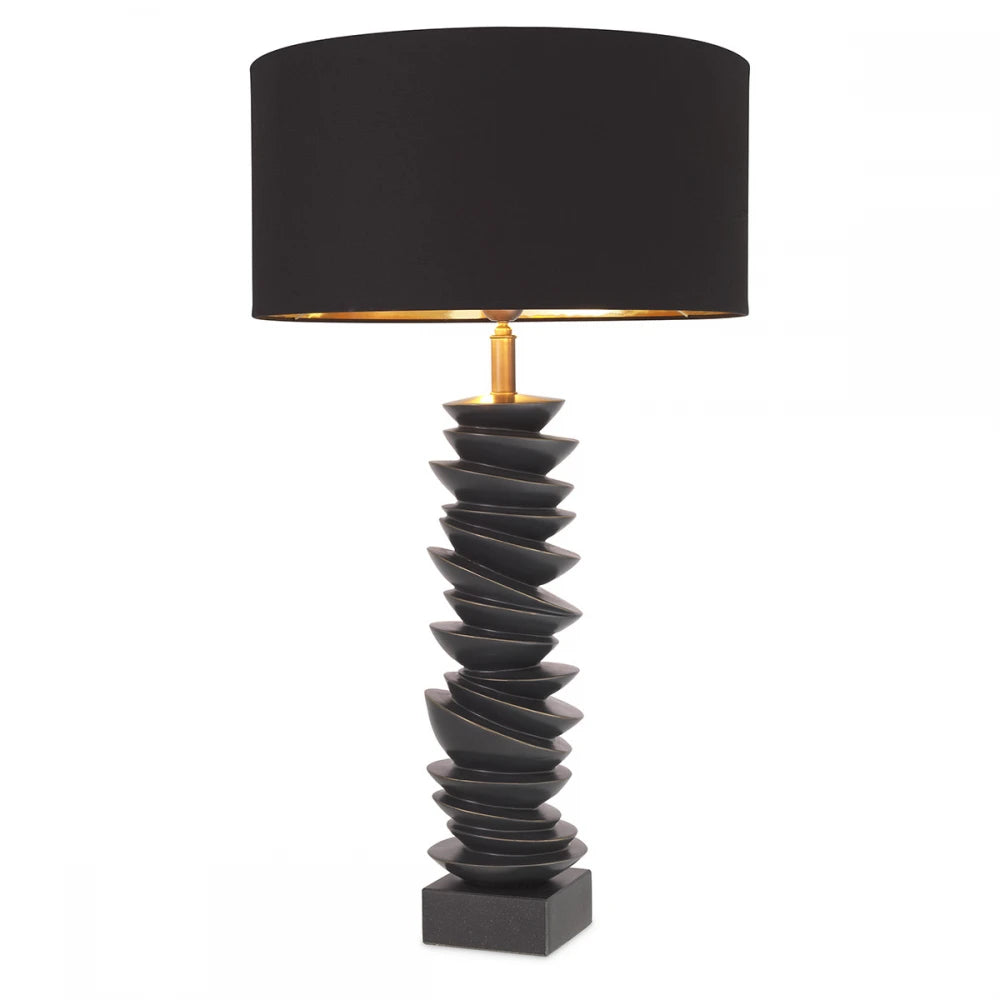 Veioza din Metal/Granit Bronz/Negru si Stofa Negru H80.5xL44cm Lorieux Eichholtz