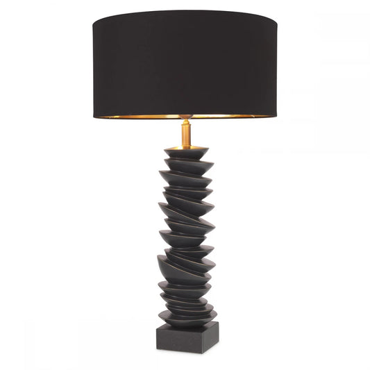 Veioza din Metal/Granit Bronz/Negru si Stofa Negru H80.5xL44cm Lorieux Eichholtz