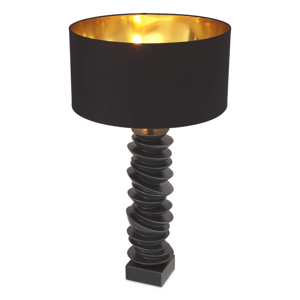 Veioza din Metal/Granit Bronz/Negru si Stofa Negru H80.5xL44cm Lorieux Eichholtz