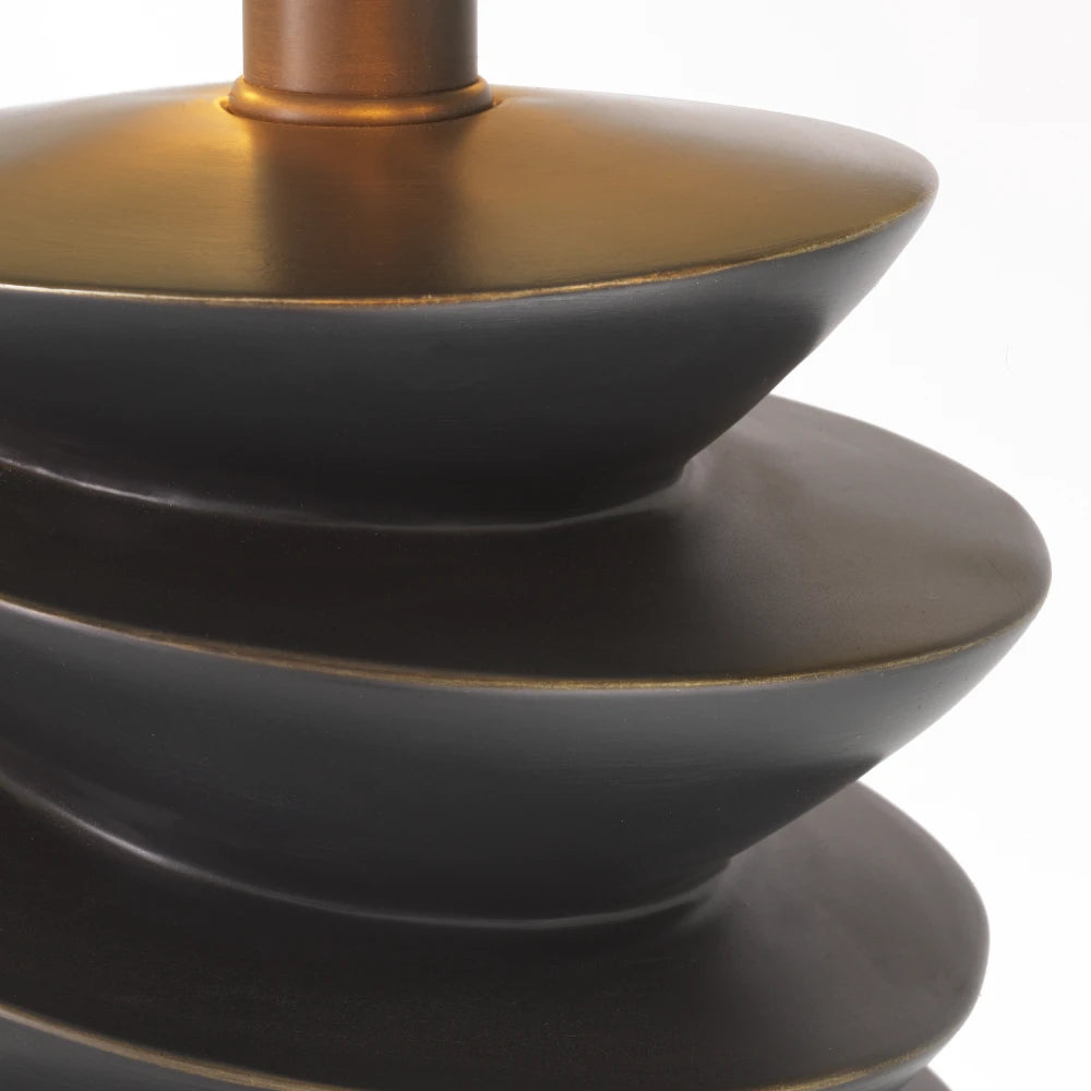 Veioza din Metal/Granit Bronz/Negru si Stofa Negru H80.5xL44cm Lorieux Eichholtz