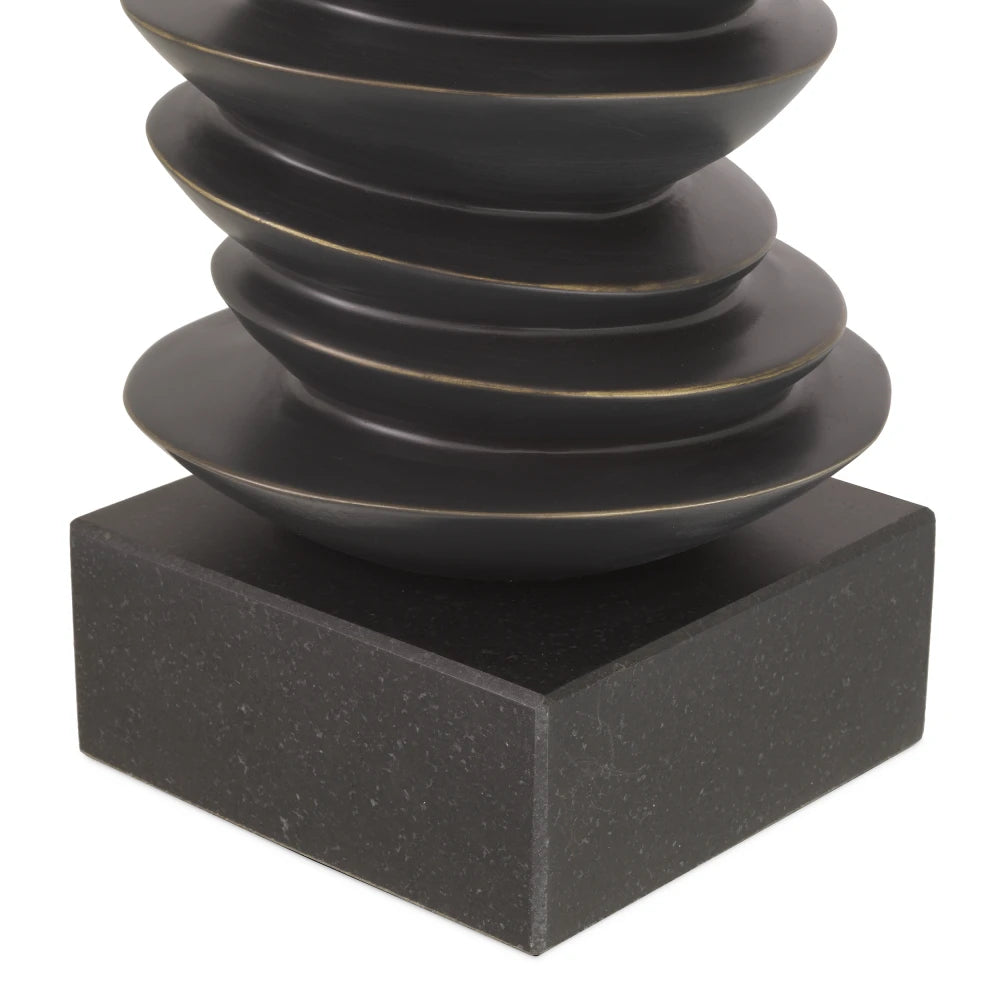 Veioza din Metal/Granit Bronz/Negru si Stofa Negru H80.5xL44cm Lorieux Eichholtz