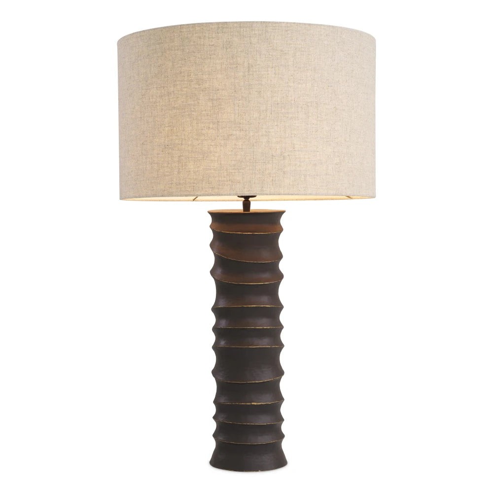Veioza din Metal Bronz si Stofa Crem H84xL50cm Gilardon Eichholtz