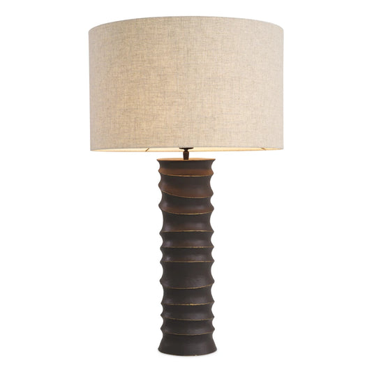 Veioza din Metal Bronz si Stofa Crem H84xL50cm Gilardon Eichholtz