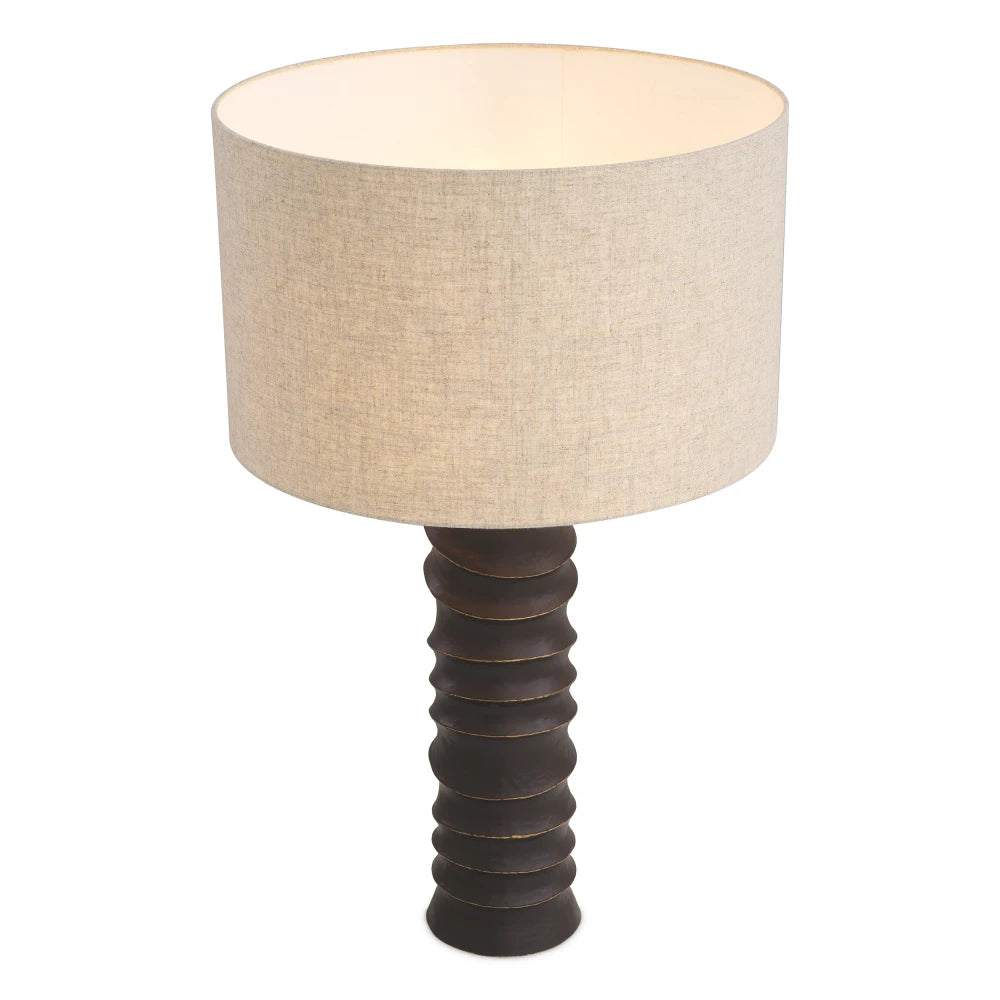 Veioza din Metal Bronz si Stofa Crem H84xL50cm Gilardon Eichholtz