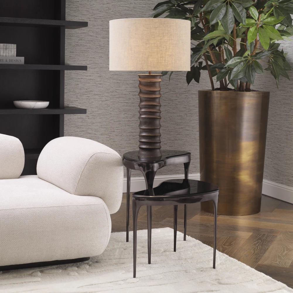 Veioza din Metal Bronz si Stofa Crem H84xL50cm Gilardon Eichholtz