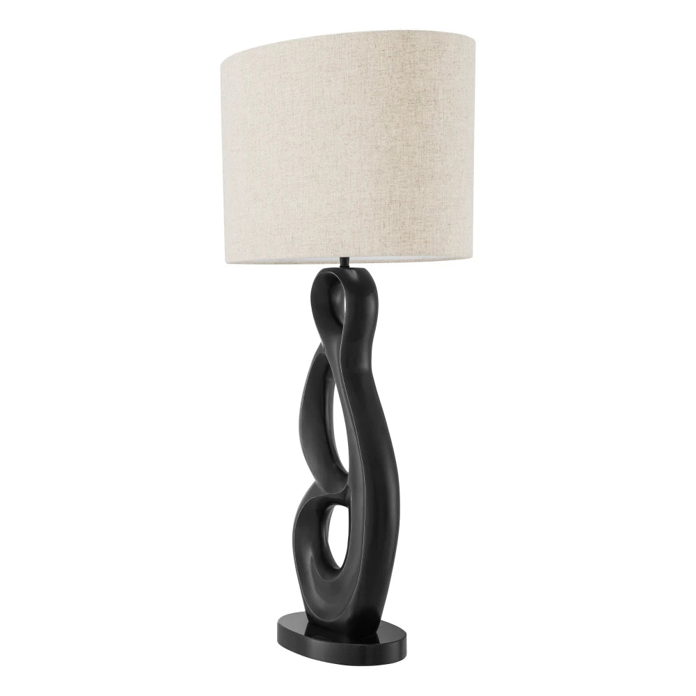 Veioza din Metal/Granit Bronz/Negru si Stofa Crem H90xL50cm Macias Eichholtz