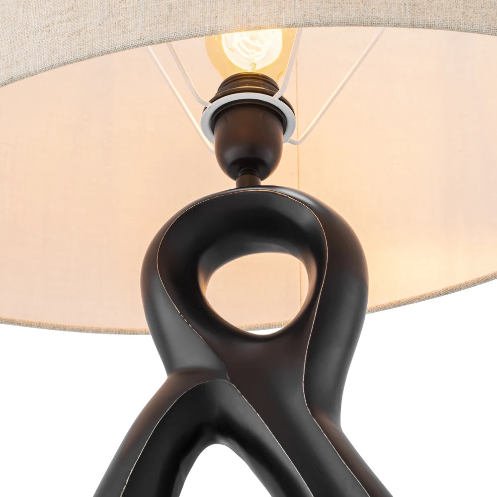 Veioza din Metal/Granit Bronz/Negru si Stofa Crem H90xL50cm Macias Eichholtz