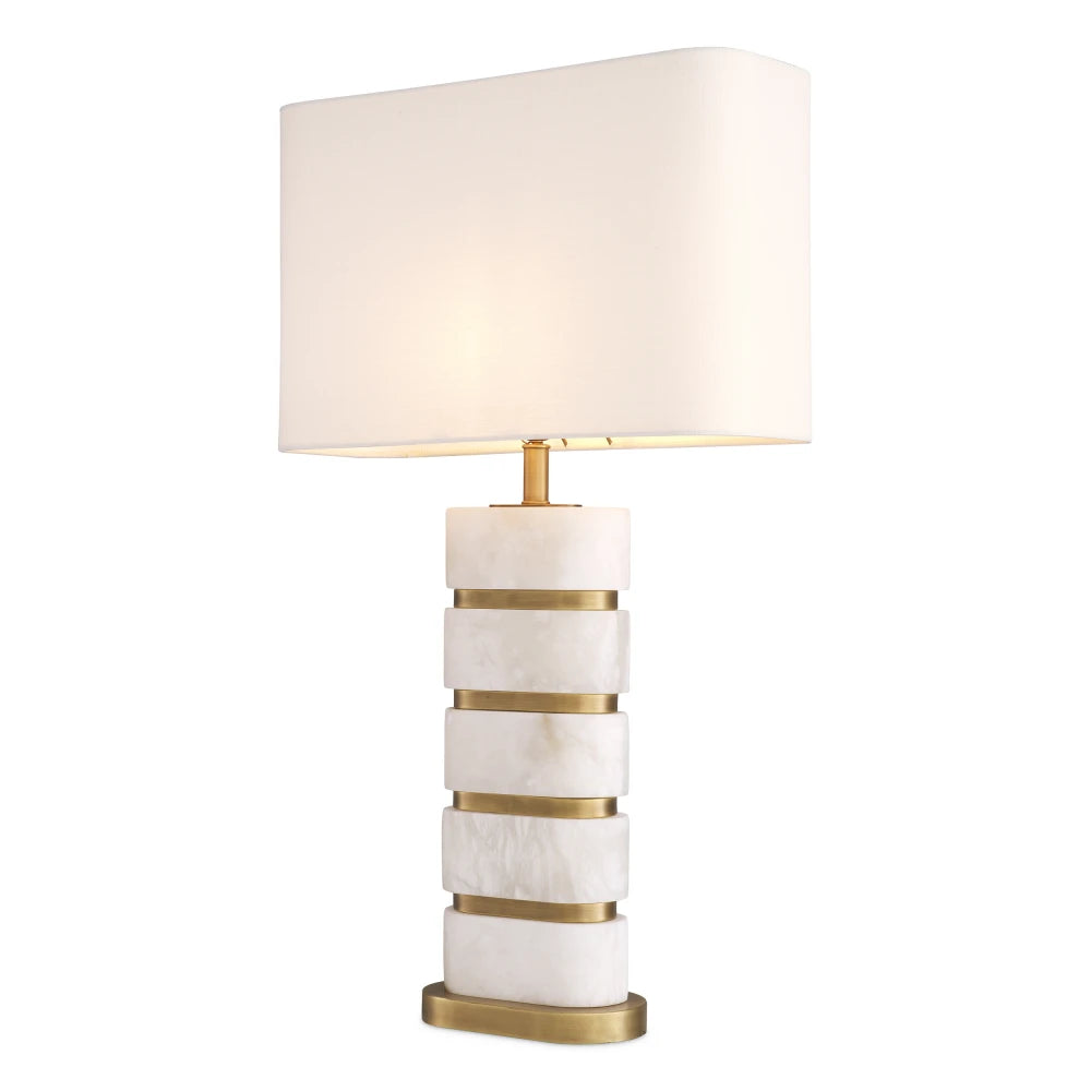 Veioza din Metal/Alabastru Alama/Alb si Stofa Alb H93xL55.5cm Newall Eichholtz