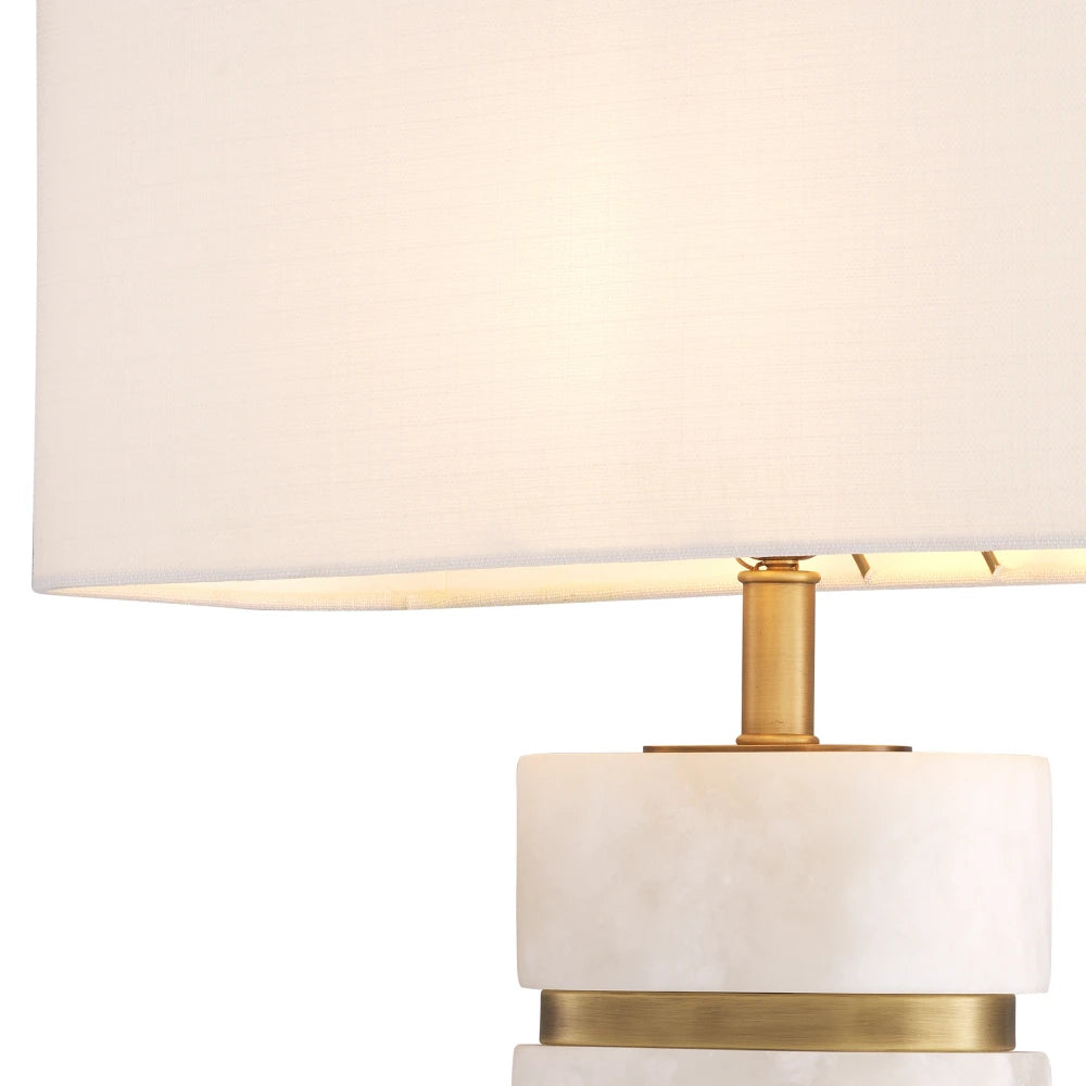 Veioza din Metal/Alabastru Alama/Alb si Stofa Alb H93xL55.5cm Newall Eichholtz