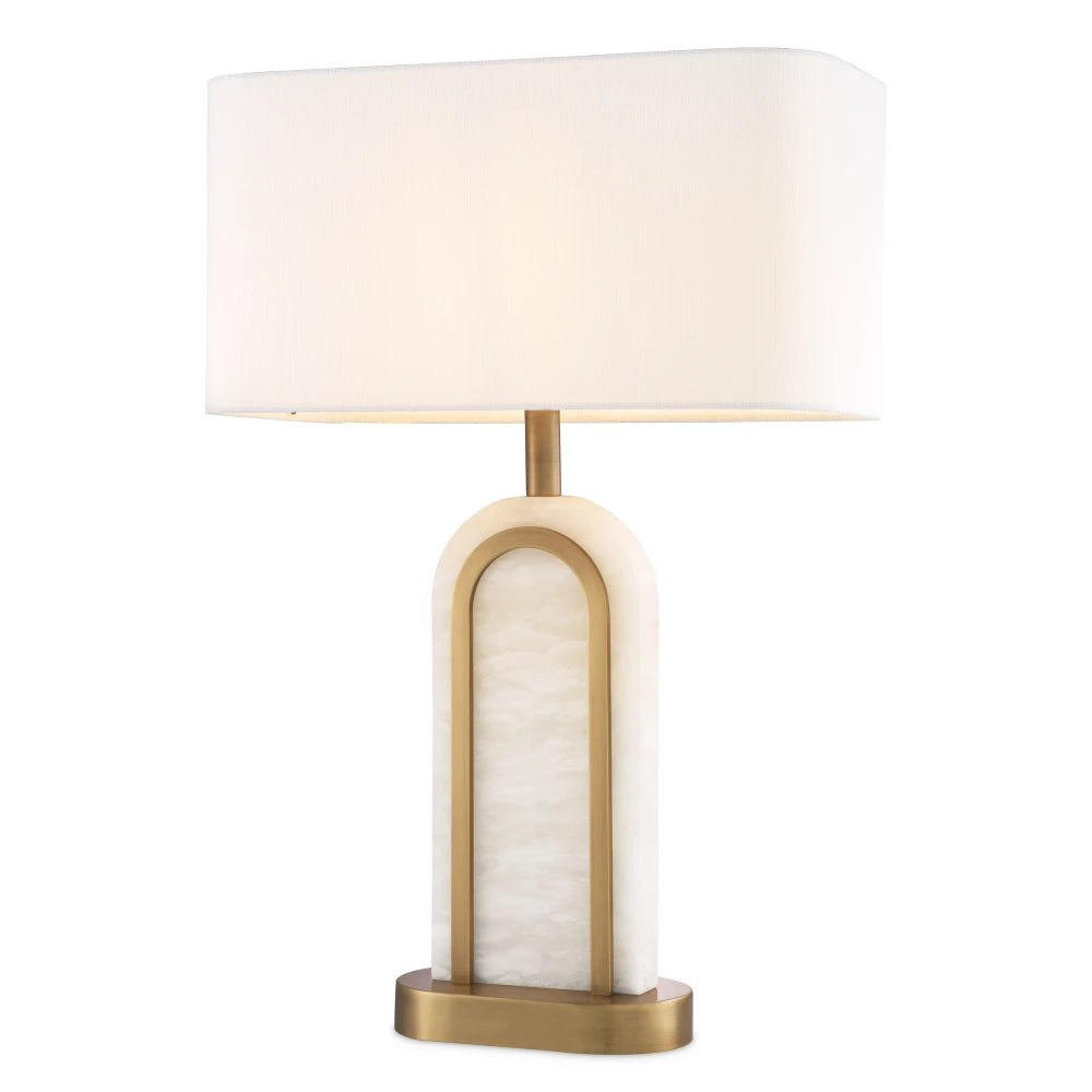 Veioza din Metal/Alabastru Alama/Alb si Stofa Alb H67xL46cm Palladio Eichholtz