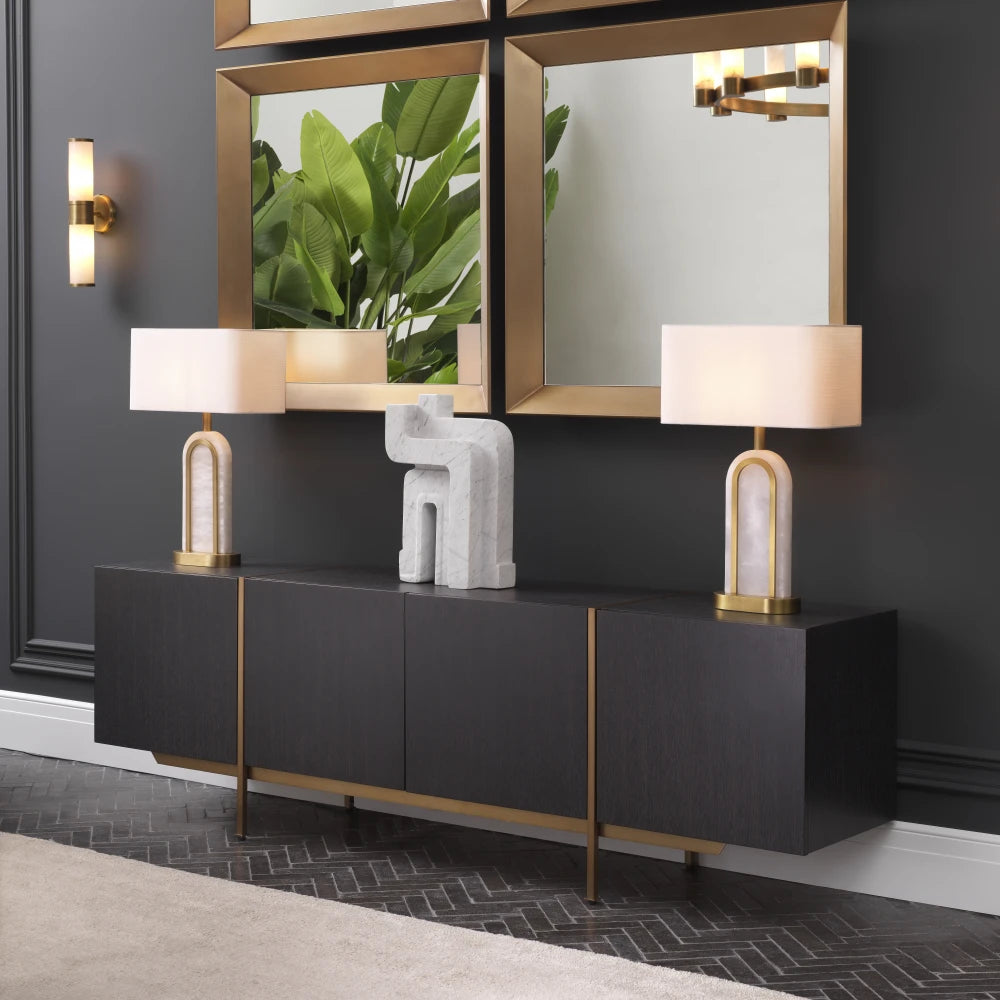 Veioza din Metal/Alabastru Alama/Alb si Stofa Alb H67xL46cm Palladio Eichholtz