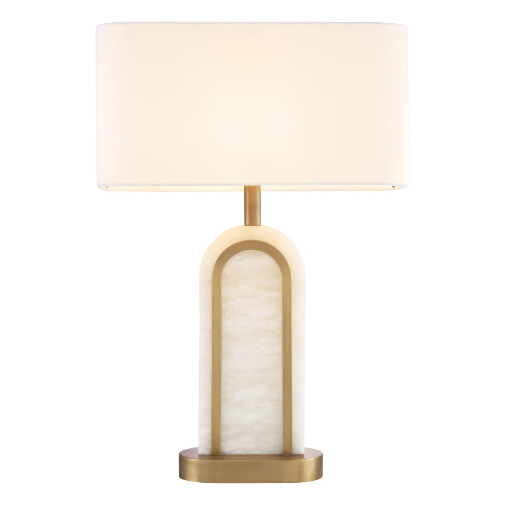Veioza din Metal/Alabastru Alama/Alb si Stofa Alb H67xL46cm Palladio Eichholtz
