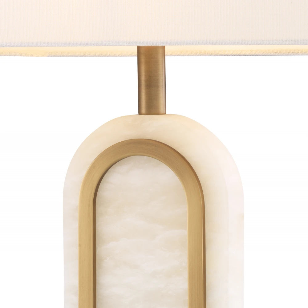 Veioza din Metal/Alabastru Alama/Alb si Stofa Alb H67xL46cm Palladio Eichholtz