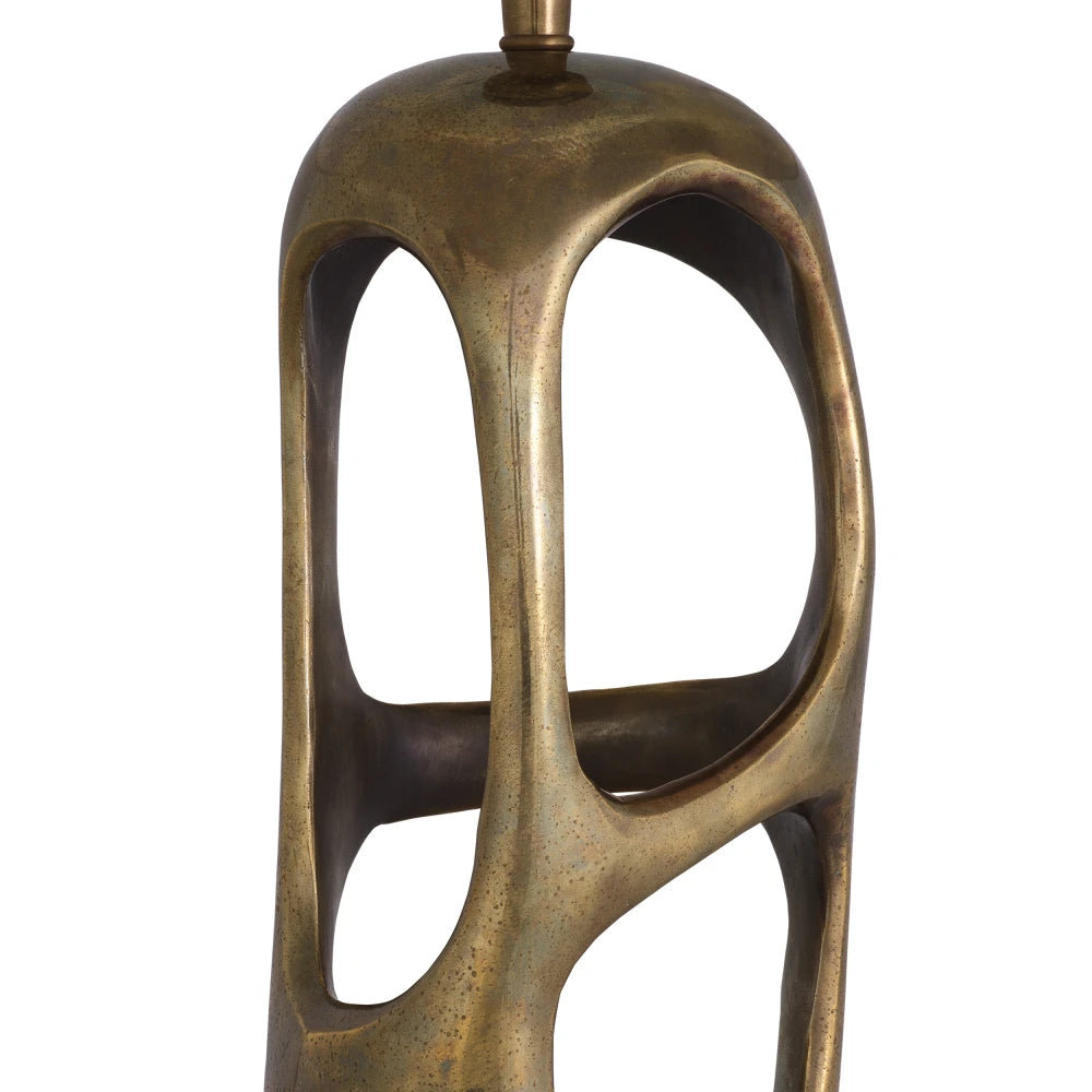 Veioza din Metal/Granit Alama/Negru si Stofa Alb H78xL45cm Kearny Eichholtz