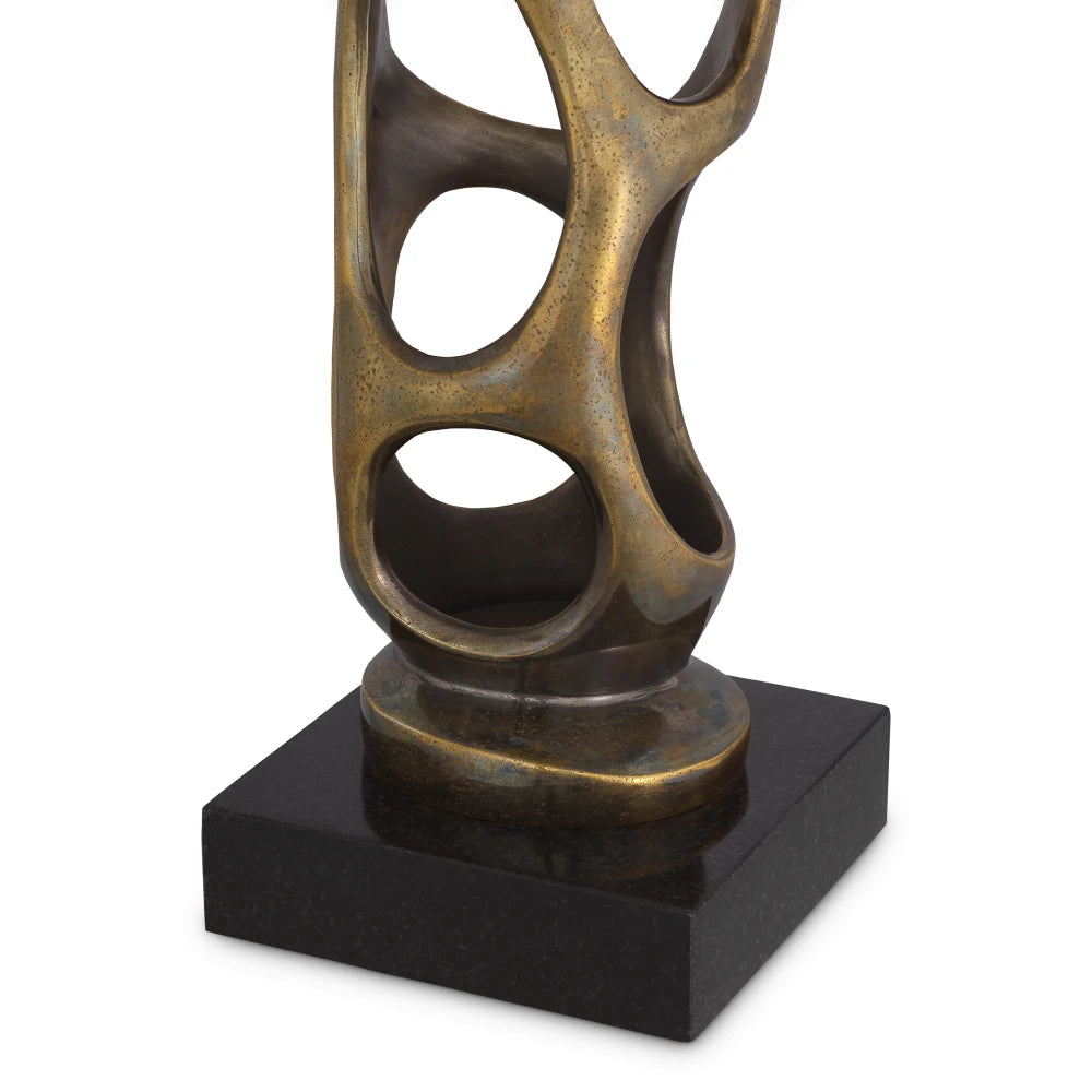 Veioza din Metal/Granit Alama/Negru si Stofa Alb H78xL45cm Kearny Eichholtz