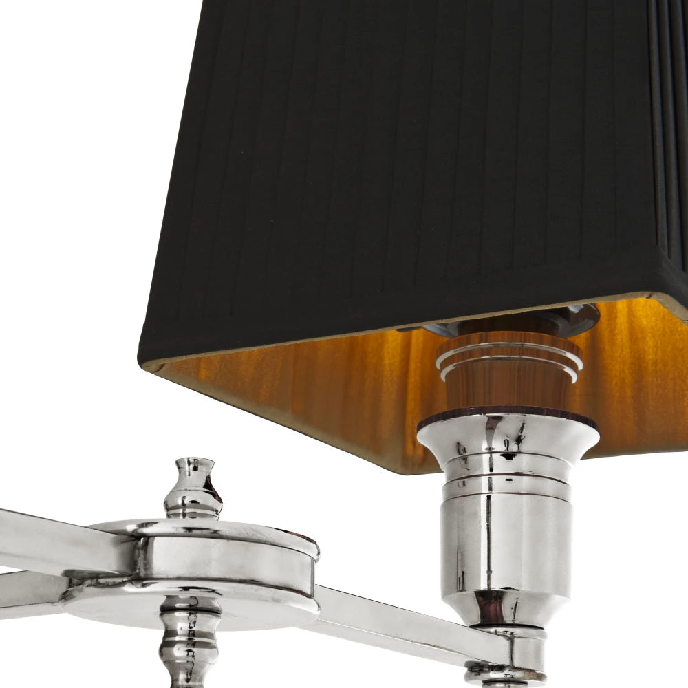 Aplica de perete din Metal Argintiu si Stofa Negru H27xL40cm Lexington Double Eichholtz