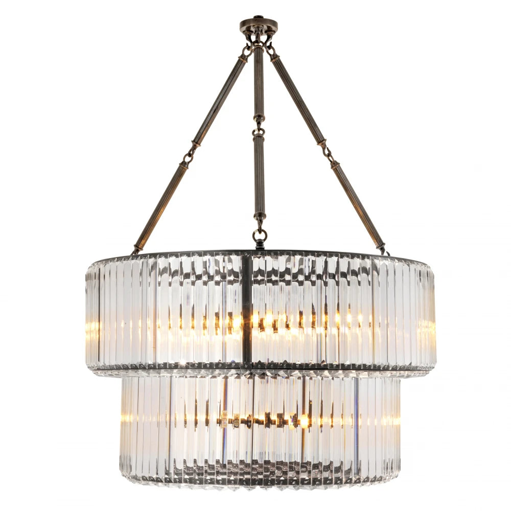 Candelabru din Metal Bronz si Sticla Transparent H105xD69.5cm Infinity Double Eichholtz