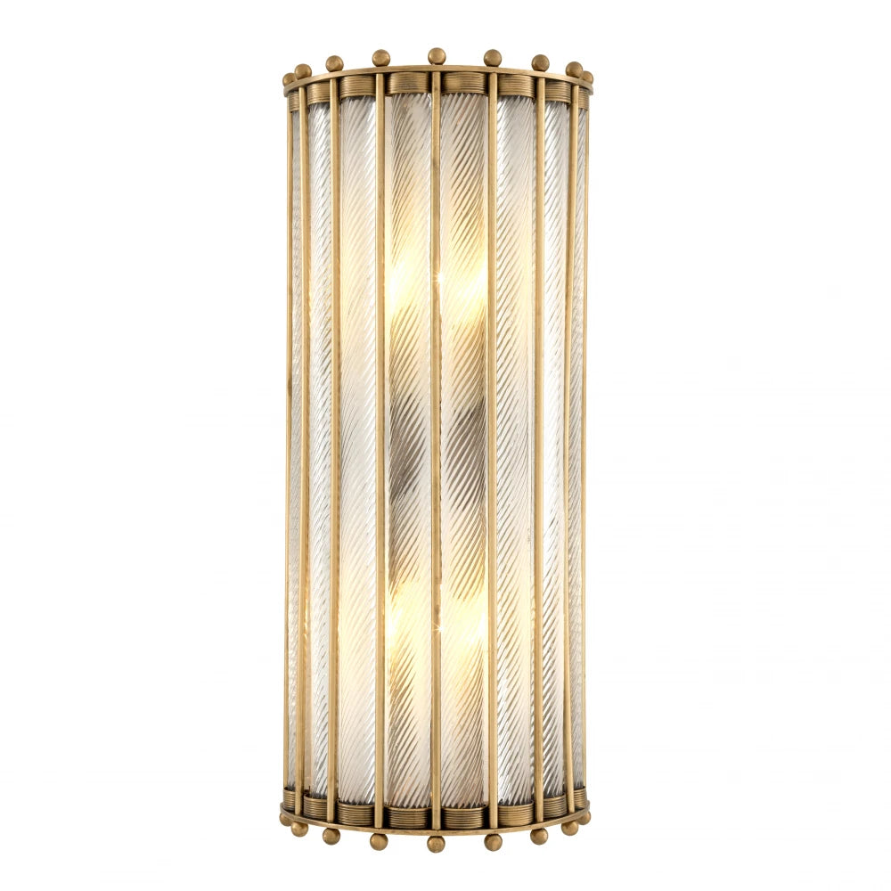 Aplica de perete din Metal Alama si Sticla Transparent H54xL22cm Tiziano L Eichholtz