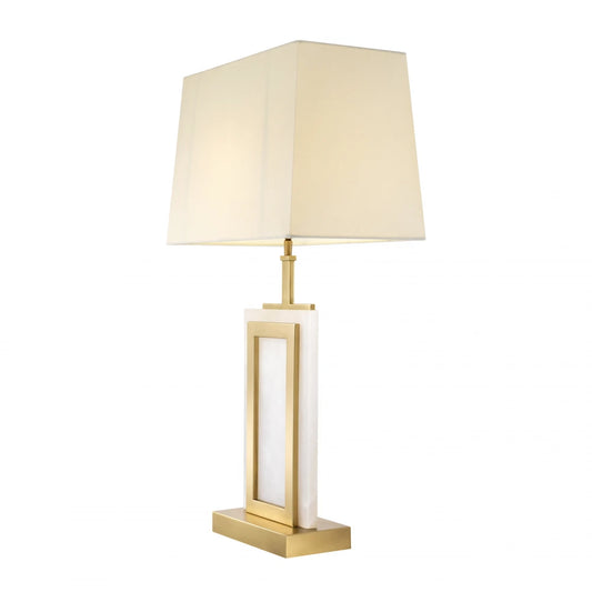 Veioza din Metal/Alabastru Alama/Alb si Stofa Alb H77.5xL41cm Murray Eichholtz