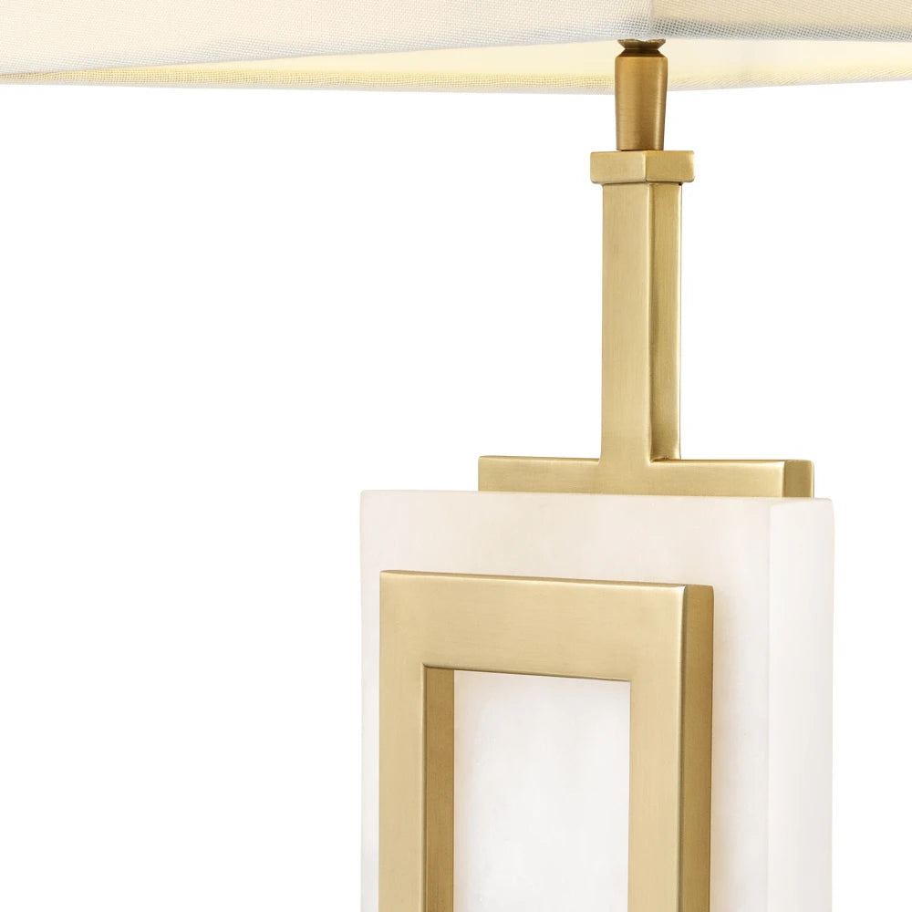 Veioza din Metal/Alabastru Alama/Alb si Stofa Alb H77.5xL41cm Murray Eichholtz