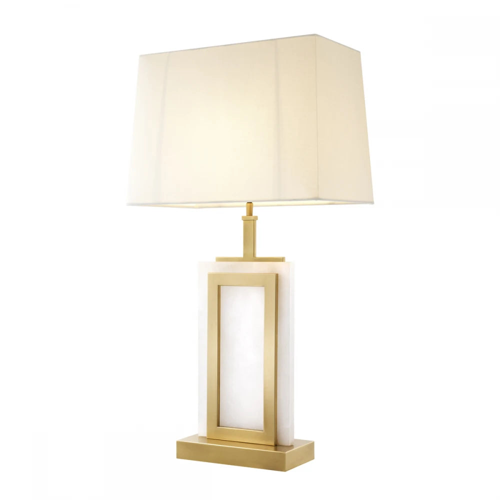 Veioza din Metal/Alabastru Alama/Alb si Stofa Alb H77.5xL41cm Murray Eichholtz