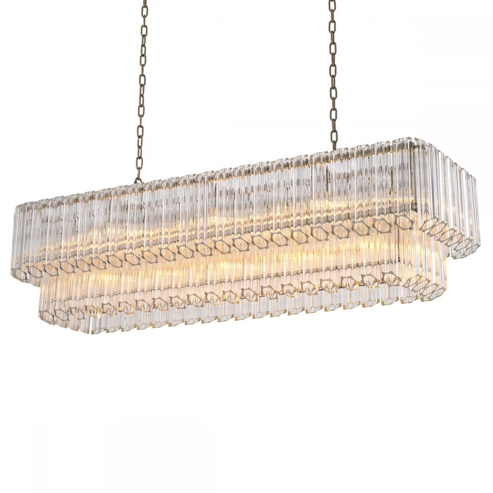 Candelabru din Metal Argintiu si Sticla Transparent H44xL148cm Vittoria rectangular Eichholtz