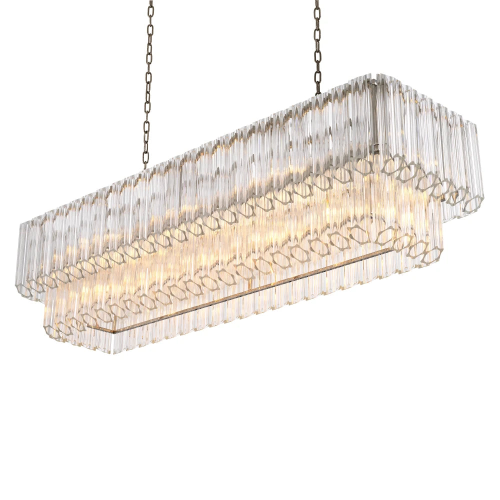 Candelabru din Metal Argintiu si Sticla Transparent H44xL148cm Vittoria rectangular Eichholtz