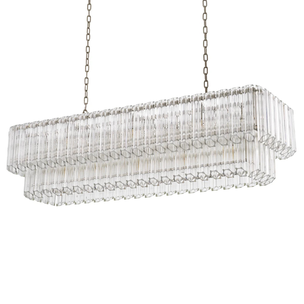 Candelabru din Metal Argintiu si Sticla Transparent H44xL148cm Vittoria rectangular Eichholtz