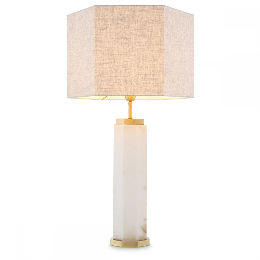 Veioza din Metal/Alabastru Alama si Stofa Bej H84.5xL46cm Newman Eichholtz
