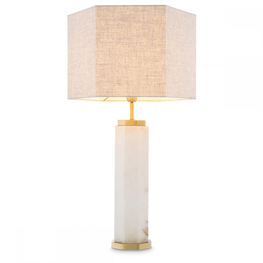 Veioza din Metal/Alabastru Alama si Stofa Bej H84.5xL46cm Newman Eichholtz