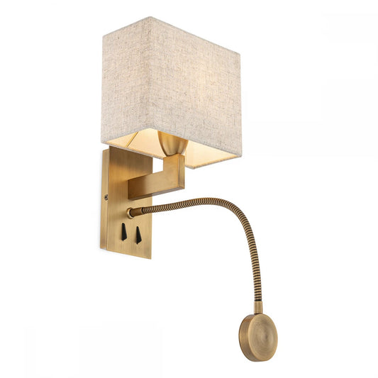 Aplica de perete din Metal Alama si Stofa Bej H32xL19cm Reading Eichholtz