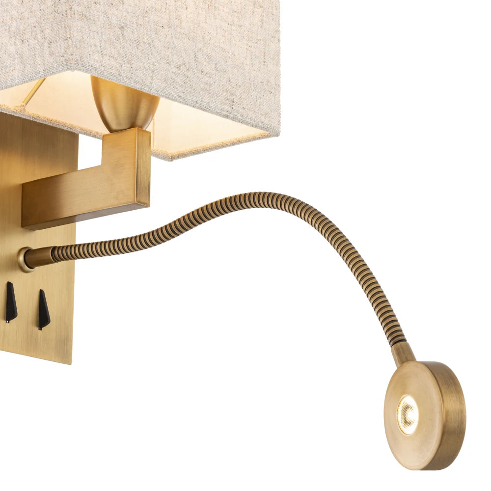 Aplica de perete din Metal Alama si Stofa Bej H32xL19cm Reading Eichholtz