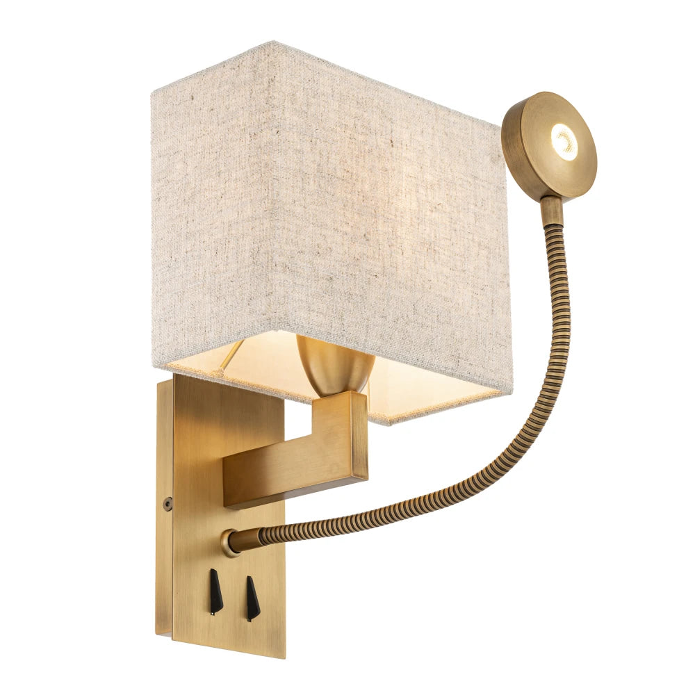 Aplica de perete din Metal Alama si Stofa Bej H32xL19cm Reading Eichholtz