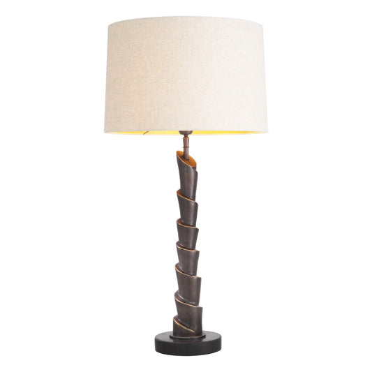Veioza din Metal Bronz si Stofa Crem H80xL40cm Riverbank Eichholtz
