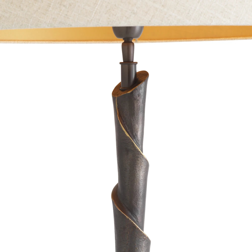 Veioza din Metal Bronz si Stofa Crem H80xL40cm Riverbank Eichholtz