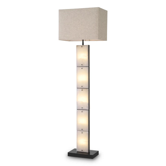 Lampa de podea din Metal/Alabastru Bronz/Alb si Stofa Crem H173xL51cm Ortiz Eichholtz