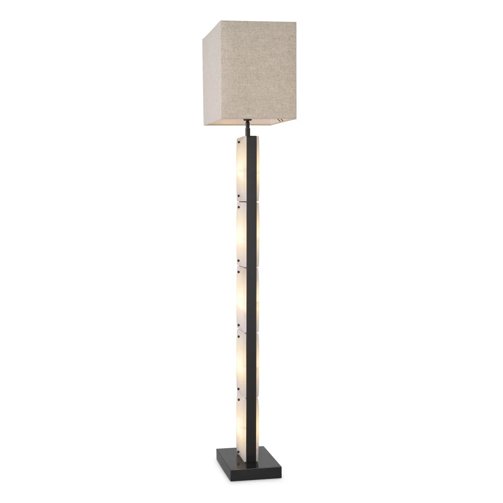 Lampa de podea din Metal/Alabastru Bronz/Alb si Stofa Crem H173xL51cm Ortiz Eichholtz