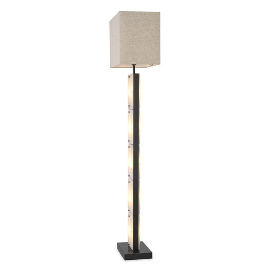 Lampa de podea din Metal/Alabastru Bronz/Alb si Stofa Crem H173xL51cm Ortiz Eichholtz